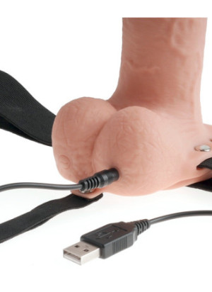 11" Hollow Rechargeable Strap-on with Balls